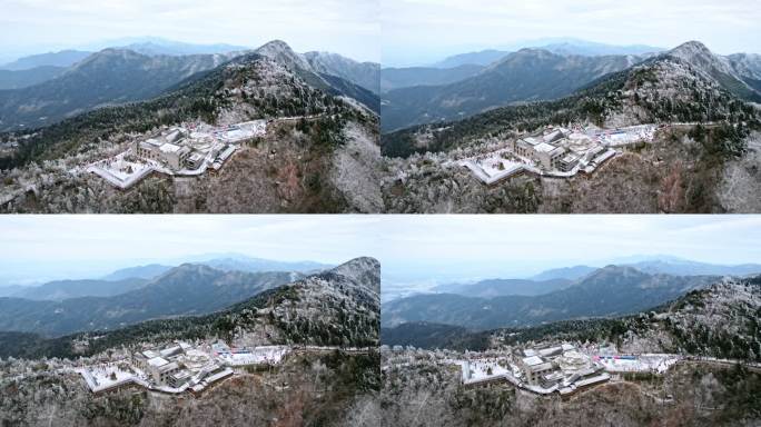 湖南南岳衡山南天门雾凇雪景航拍