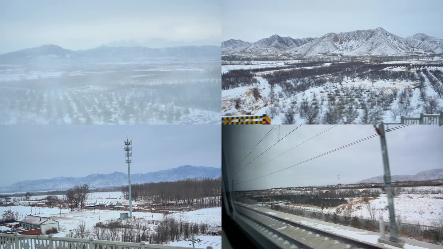 东北高铁窗外雪景 冬季雪景 过年回家