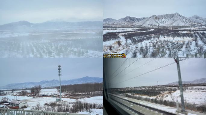 东北高铁窗外雪景 冬季雪景 过年回家