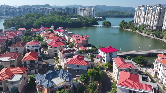 4K航拍东莞塘厦湖畔山庄9