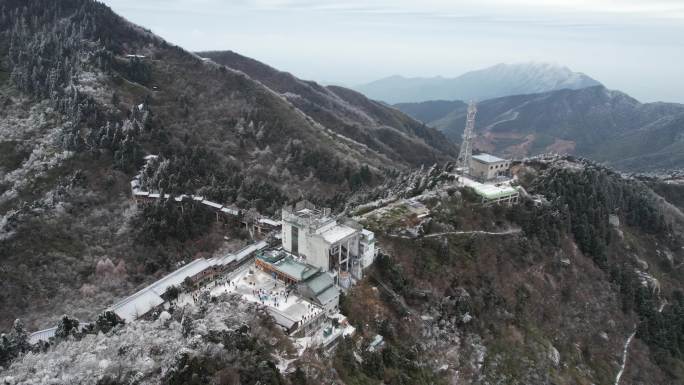 湖南南岳衡山雾凇雪景航拍