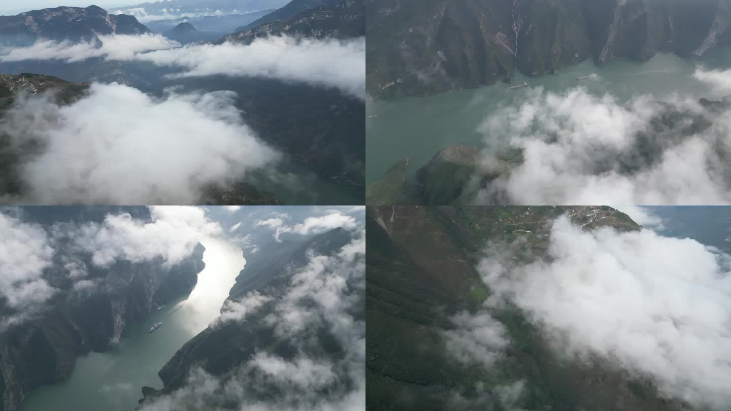 航拍巫峡神女景区长江三峡之巫峡