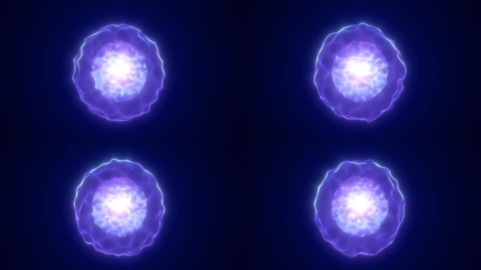 抽象发光的圆形光能蓝色球体原子从线波点和粒子抽象背景
