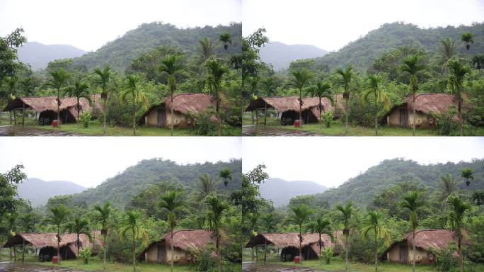 雨中的船型屋村落