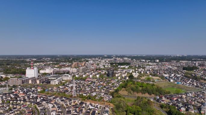 航拍-日本千叶县成田市城市景观旅游商业左图