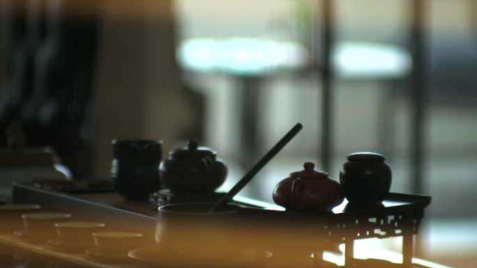 酒店中式设计 实木皮质椅子 饮茶茶具茶壶