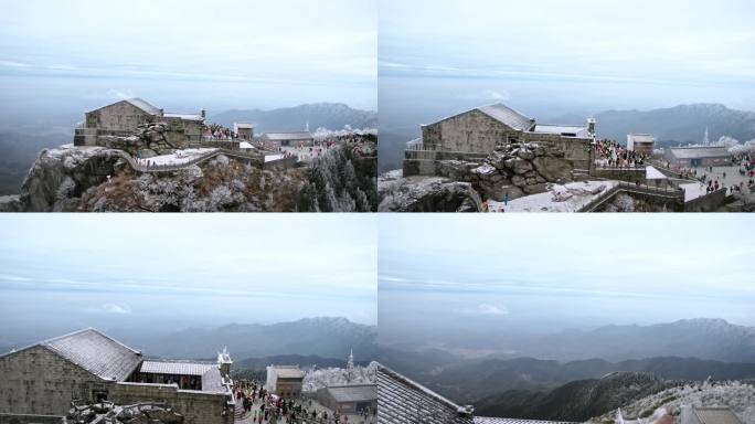 湖南南岳衡山松树凇雪景祝融峰