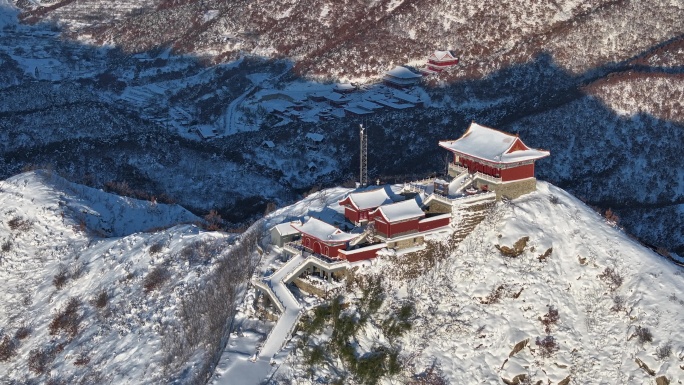 威海里口山仙姑顶冬季雪景日出延时