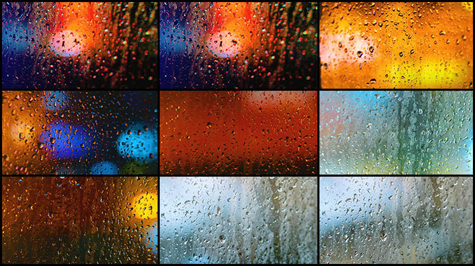 雨天车窗玻璃水痕空镜素材 4K原创影视