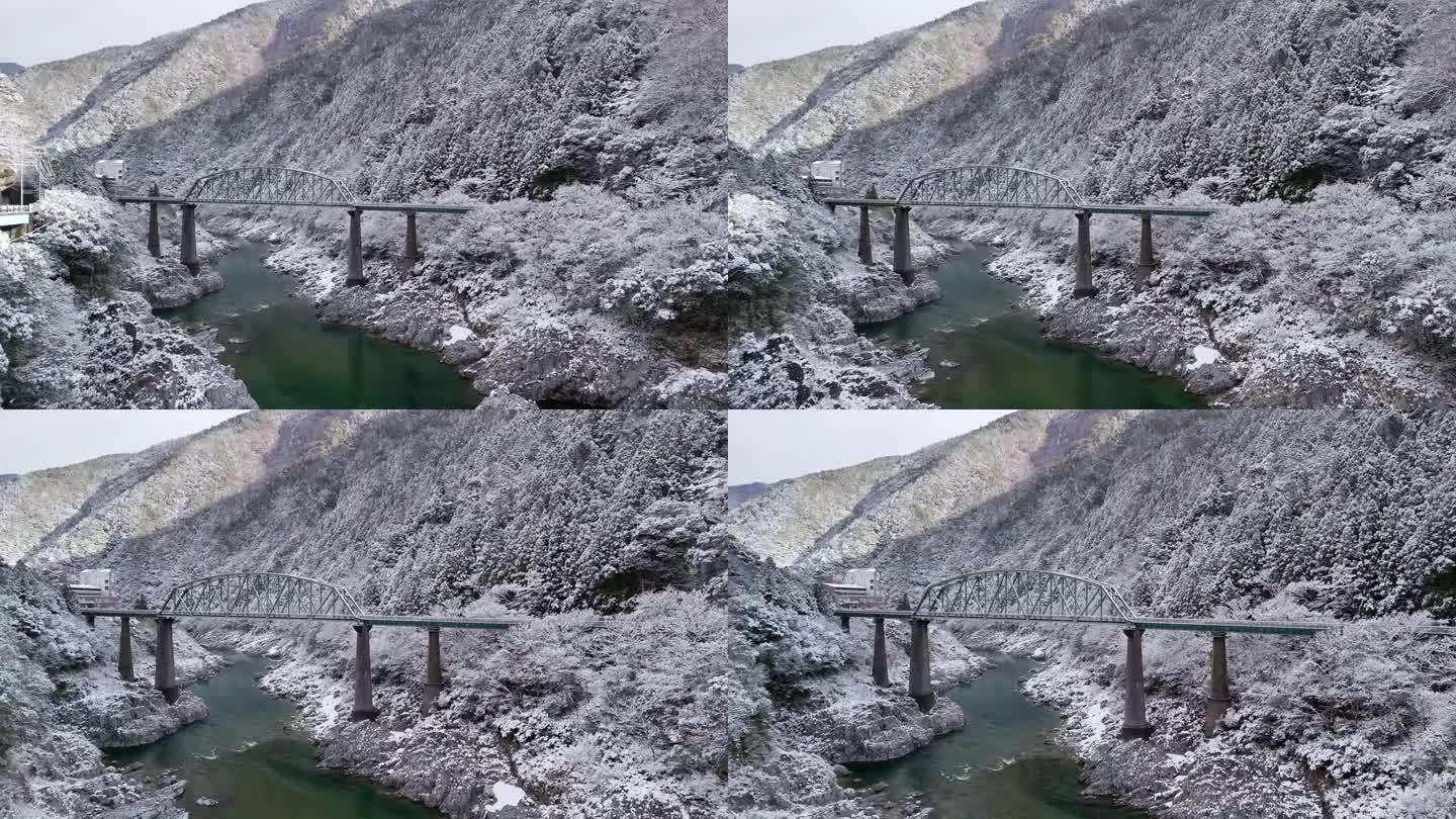 德岛县三好市小盆峡美丽的雪景