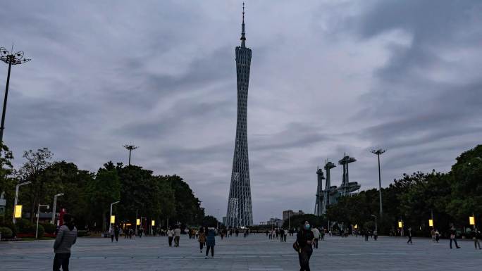 广州塔海心沙花城广场大剧院日转夜延时