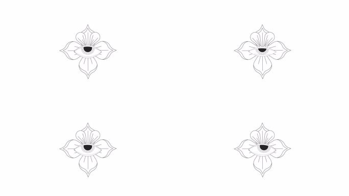 四瓣花与人眼bw轮廓2D对象动画