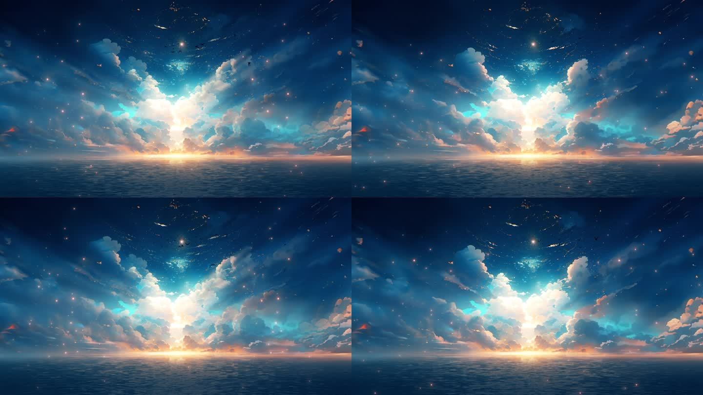 4K 新海诚 吉卜力 风格 云海 湖边