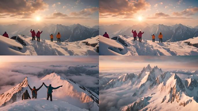 登顶雪山攀登雪山励志展望未来