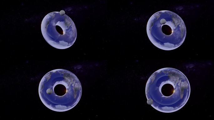 外太空的环状或甜甜圈形状的地球
