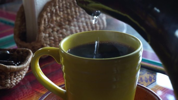 题目:“咖啡仪式:把水倒进咖啡渣里”