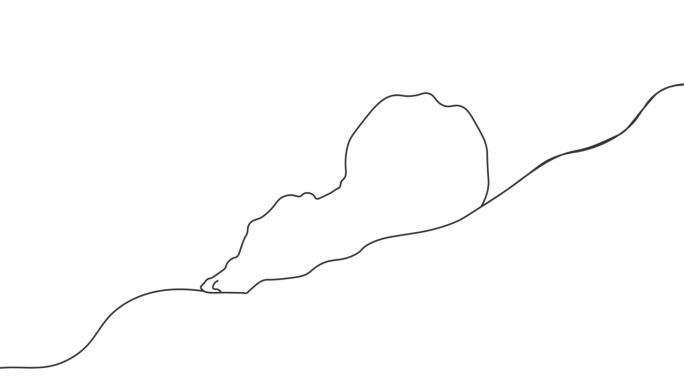 绘制单线的年轻人推岩石上山连续线动画。商人勤奋工作和西西弗斯创意理念