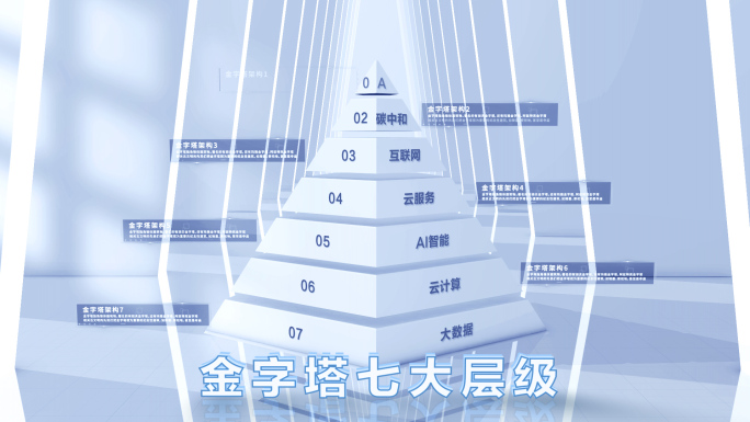 【2-8类】简约E3D金字塔层级AE模板