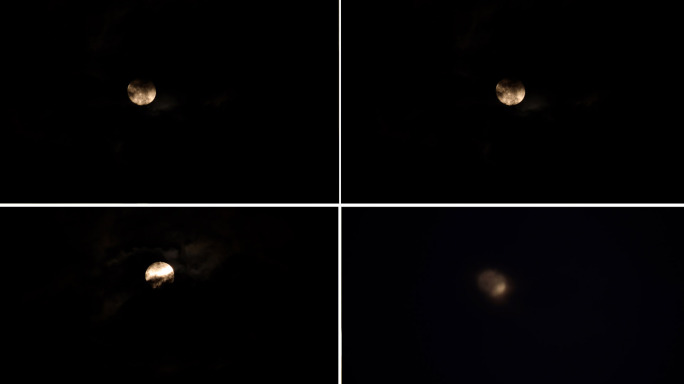 月亮穿云层 月亮升起 4K延时摄影