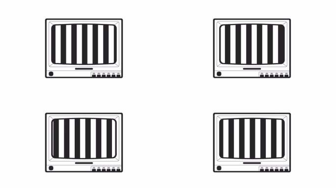 复古电视与屏幕干扰bw轮廓二维对象动画