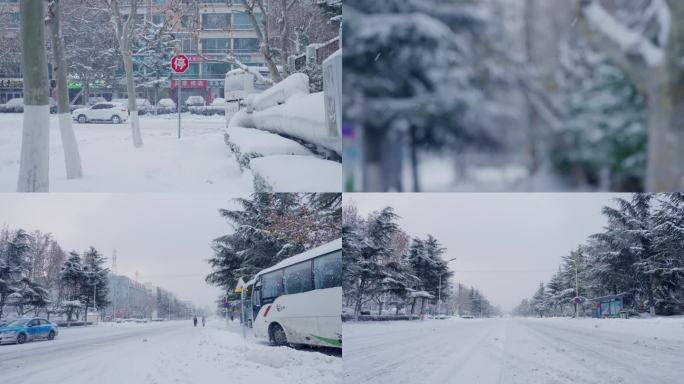 下雪 清冷无人的道路