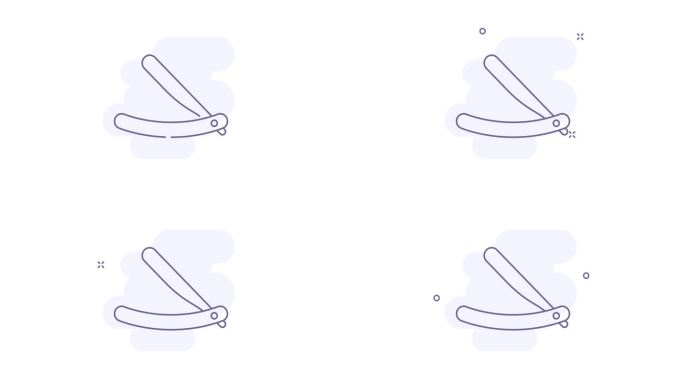 直刀动画轮廓图标上的白色。直剃刀线图标4k视频运动设计的网页，移动和UI设计。