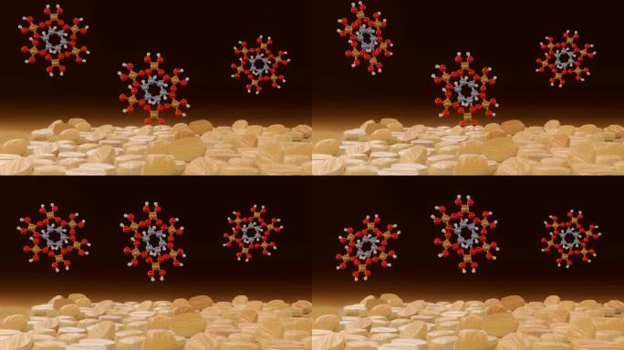 在未加工的全谷物中发现的植酸盐分子的三维动画