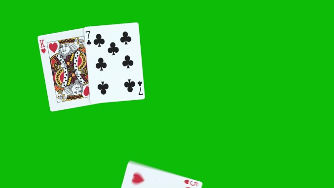 一款扑克High hand，用绿屏上的3D动画逐张扔牌，扑克动画发牌，扑克动画发牌。赢牌高手组合1