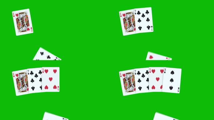 一款扑克High hand，用绿屏上的3D动画逐张扔牌，扑克动画发牌，扑克动画发牌。赢牌高手组合1