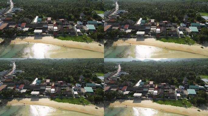 泰国苏梅岛海岸市场的海滨建筑。鸟瞰图
