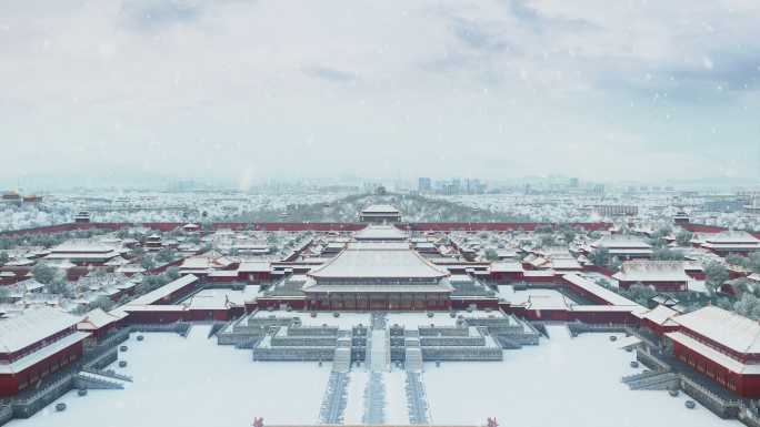 故宫雪景北京故宫雪景鸟瞰航拍冬