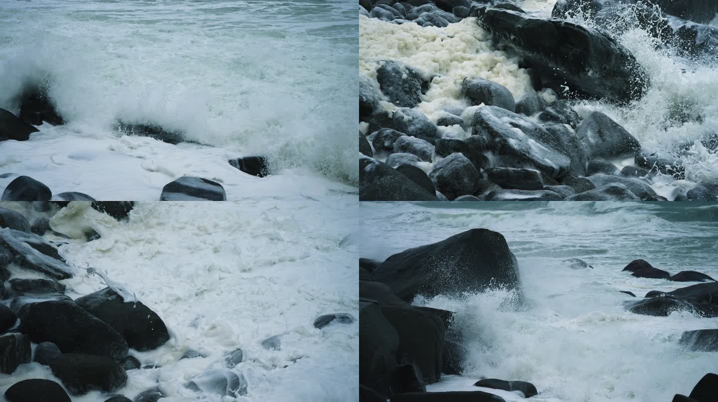 浪潮泡沫海岸-高速摄影