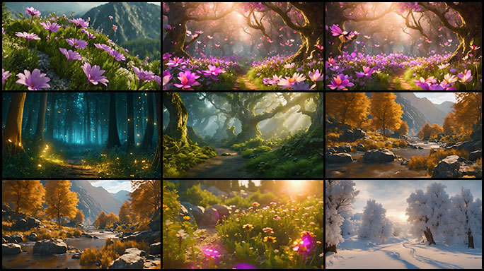 大自然四季交替的美景CG影片