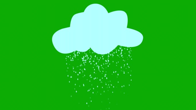 下雨云运动图形与绿色屏幕背景