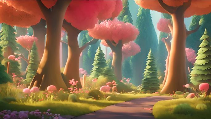 3D卡通动画森林视频素材