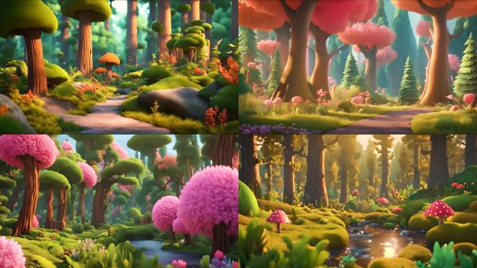 3D卡通动画森林视频素材