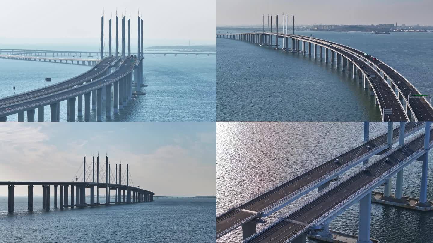 青岛跨海大桥航拍交通桥梁