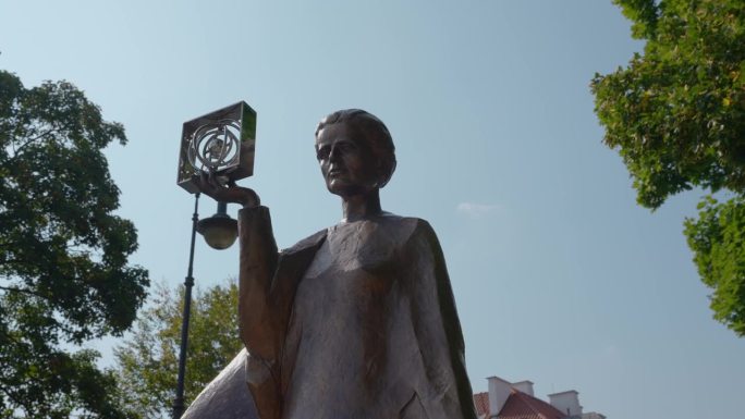 物理学家和化学家玛丽亚·萨洛米亚Skłodowska-Curie纪念碑的特写，波兰华沙