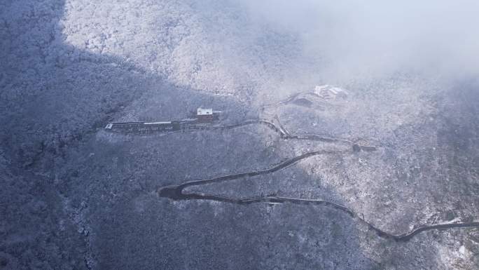 冬天雪景航拍林海雪原雾凇雪地