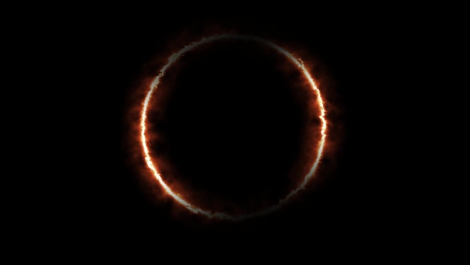 可燃旋转圈与火焰火焰在黑暗的背景。圆形样式环旋转与复制空间。