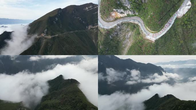 航拍巫山巫峡神女景区神女天路高山挂壁公路