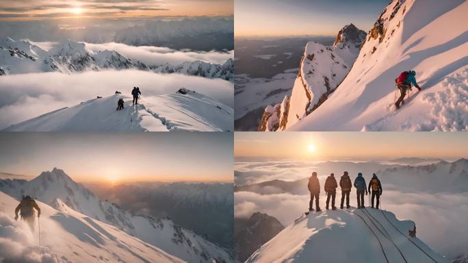 登顶雪山攀登雪山励志展望未来