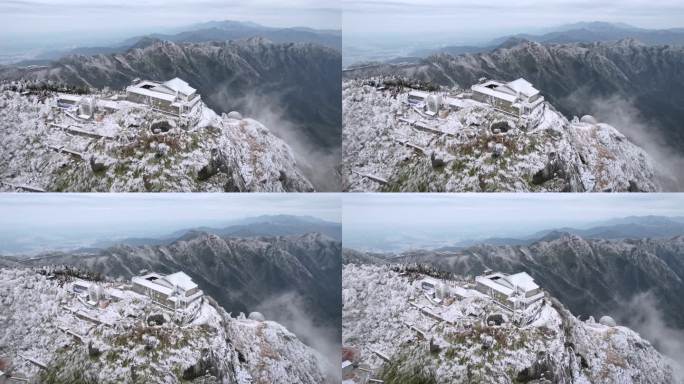 湖南南岳衡山松树凇雪景祝融峰