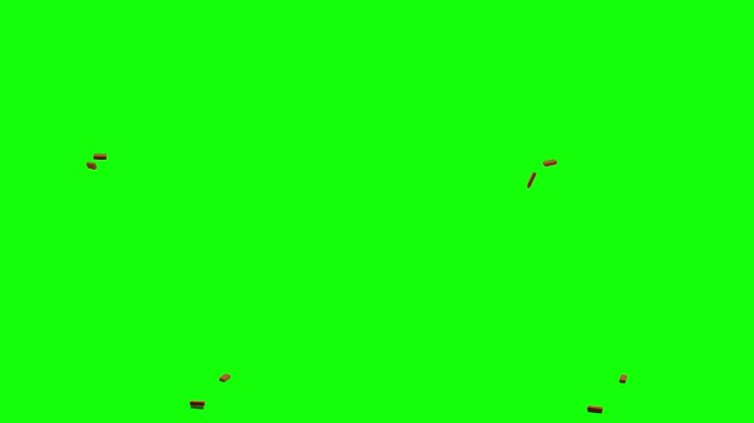 砖块从屏幕左侧滑动，并在假想的平面上散射，绿色屏幕背景，动画覆盖色度键混合选项视频。砖头扔了。