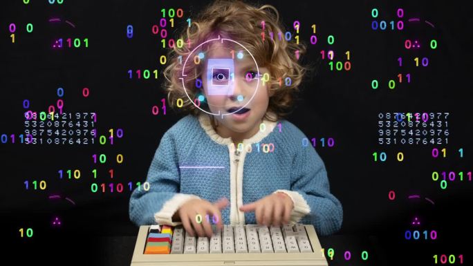 小女孩用电脑
