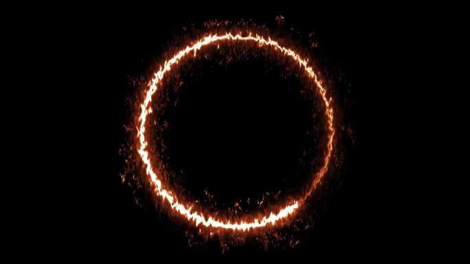 可燃旋转圈与火焰火焰在黑暗的背景。圆形样式环旋转与复制空间。