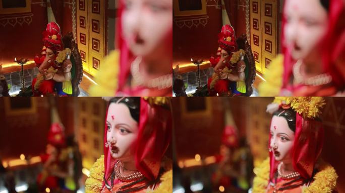 女神Gauri pujan和主Ganesha chaturthi的装饰