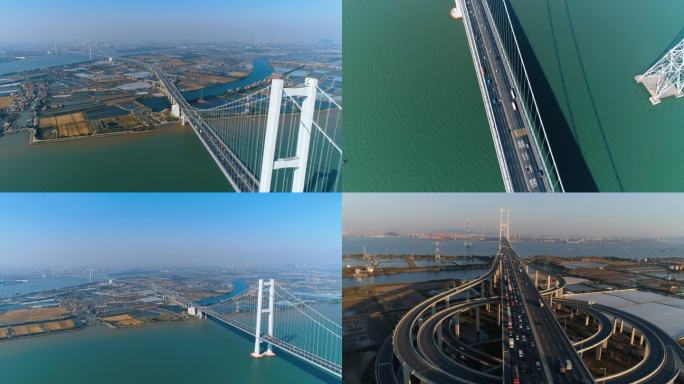 广州南沙大桥航拍城市发展桥梁航拍