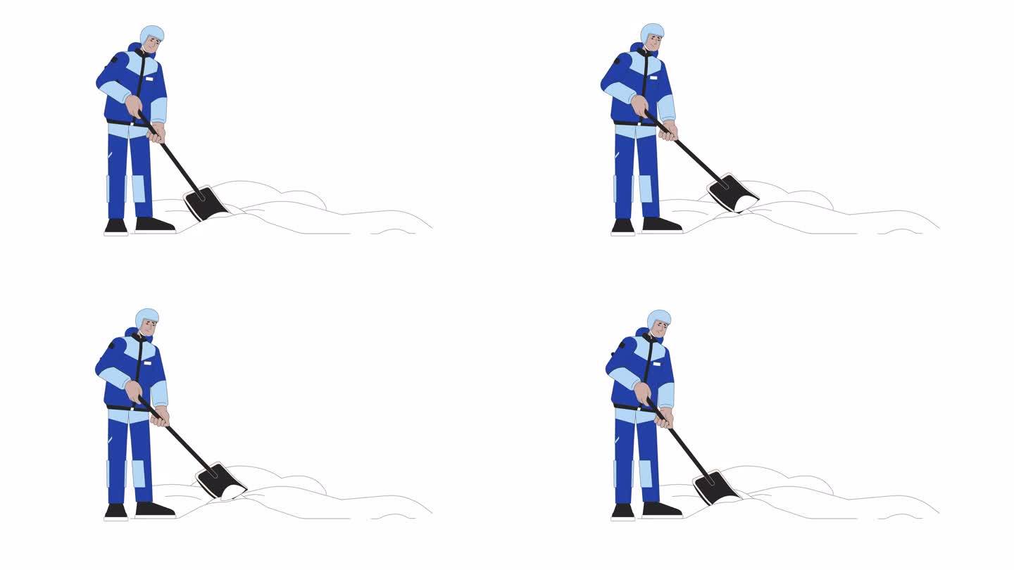 雪山救援者铲出线2D人物动画
