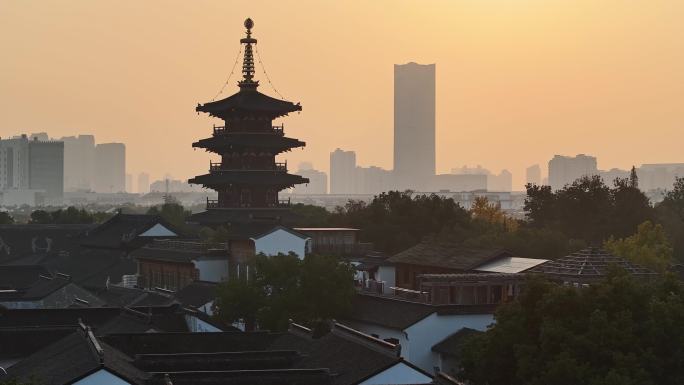 航拍寒山寺